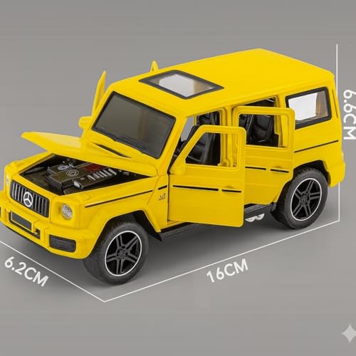 Image of Diecast Mercedes AMG G63 G-Wagon Toy Car - 1:32 Scale Alloy Car with Light & Sound, Pull-Back Off-Road Jeep Toy for Kids & Collectors, Gift for Boys & Enthusiasts (Yellow)