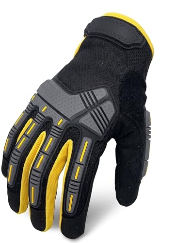 NL HOME TPR Impact Work Gloves, Anti-Collision Armor, SBR Padded Anti-Vibration Palm, High-Sensitivity Touchscreen Mechanic Gloves for Automotive, DIY & Yard Work (Tailored for S-M Hands)