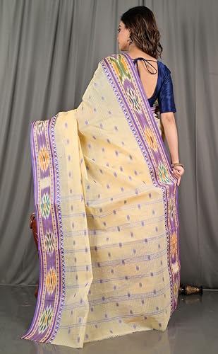 Image of eC ESHA'S COLLECTION Women's Traditional Pure Cotton Katki Tant Saree Without Blouse Piece