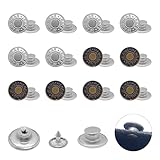 Skythrive 12 Stück Jeans Knöpfe Ohne Nähen, Button Pins, Hosenknöpfe Zum Stecken, DIY Jeansknopf zur Reparatur von Jeans, zum Erweitern oder Reduzieren der Hosengröße, Hose-2 Farben