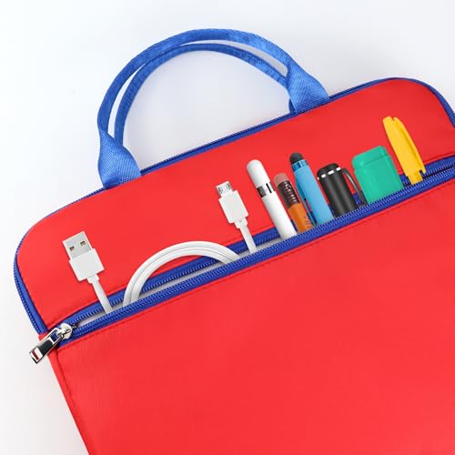 Image of Annmore Bag for LEXiBOOK Educational and Bilingual Laptop, Red /Blue | Tablet Laptop Sleeve Bag, Multiple Compartments, Portable Handle, 11.81x9.45 in, Vibrant Colors
