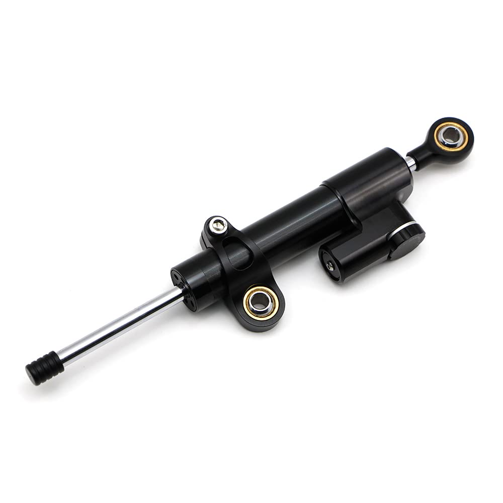 Dreamseek Stabilisateur d'amortisseur de direction pour moto universel, sécurité inversée, contrôle réglable en aluminium CNC (noir)
