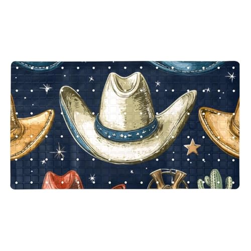 Tapetes antideslizantes para bañera de 15.7 x 27.9 pulgadas, estéticos sombreros de vaquero occidental, alfombra de baño de PVC, antideslizante, rectangular, lavable a máquina, para baño