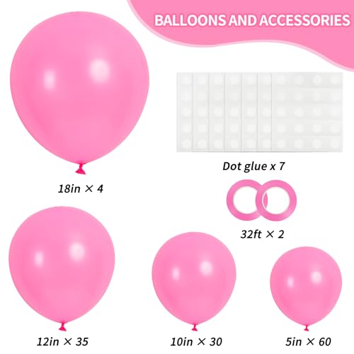 Image of RUBFAC 129pcs Pink Balloons Different Sizes 18 12 10 5 Inches for Garland Arch, Pink Balloon for Mother's Day Valentine's Day Birthday Baby Shower Gender Reveal Wedding Party Decoration