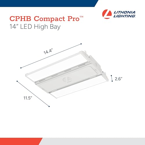 Image of Lithonia Lighting Compact Pro LED High Bay Light, Ceiling Lighting Fixture, 12,000 Lumens, 5000K Daylight, Dimmable LED Work Light for Garage and Warehouse, MVOLT 120-277V (CPHB 12LM MVOLT 50K)