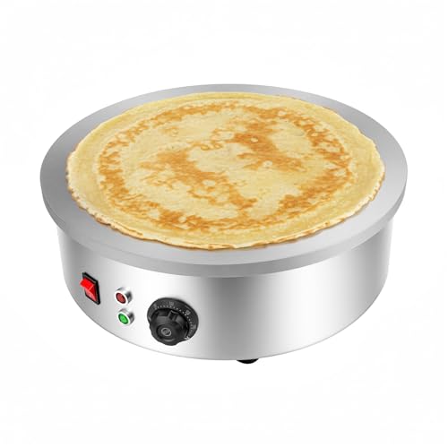 Plaque à crêpes professionnelle de 45 cm - 220 V - 2800 W - Pour crêpes, omelettes, jambon de palais et crêpes - Peut également être utilisée comme...