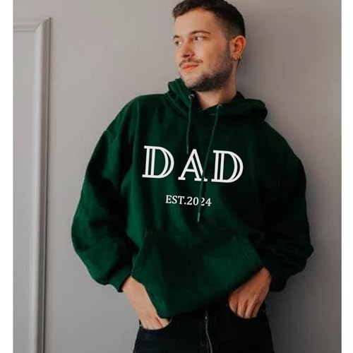 Personalized Custom Grandpa Dad Sweatshirt for Men with Kids Name on Sleeve, Gifts for New Dad Daddy Grandpa Father's Day Black4