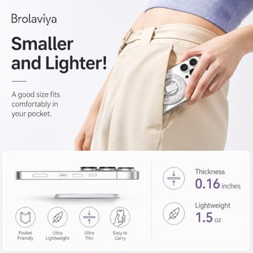 Image of BROLAVIYA Magnetic Phone Ring Holder, 360 Rotating & 180 Flip Finger Ring Stand, Ultra Slim Metal Grip Kickstand Compatible for iPhone 16 /15 /14 /13 /12 Series & All Smartphones - Silver
