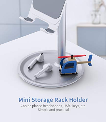 Salex Desk Phone Stand. White Cell Phone Holder For Office Landline Organizer, Home. Bracket Mount With Anti-Slip Pad, Bottom Storage Space. Handable Cradle For Smartphones And Tablets Up To 9.7". #TOP7