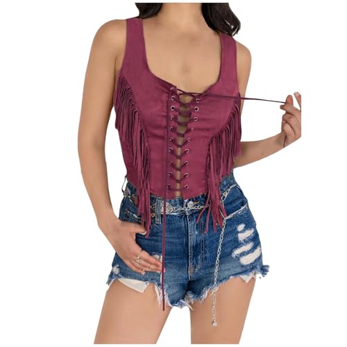 Hanraz Faschingskostüme Damen Lustig, Cowgirl Outfit Damen, Country Kleidung Damen Indianer Kostüm Fasching Kostüm Damen 70Er Jahre Accessoires...