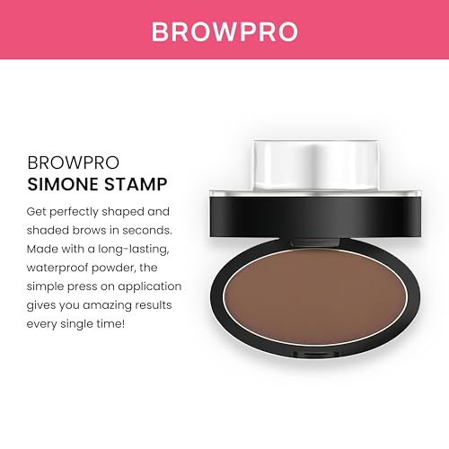BrowPro Eyebrow Stamp (Official) Simone Powder Seal - Natural Eyebrow Color, Arched Stamp - Waterproof and Long-Lasting Shape Powder - Light Brown
