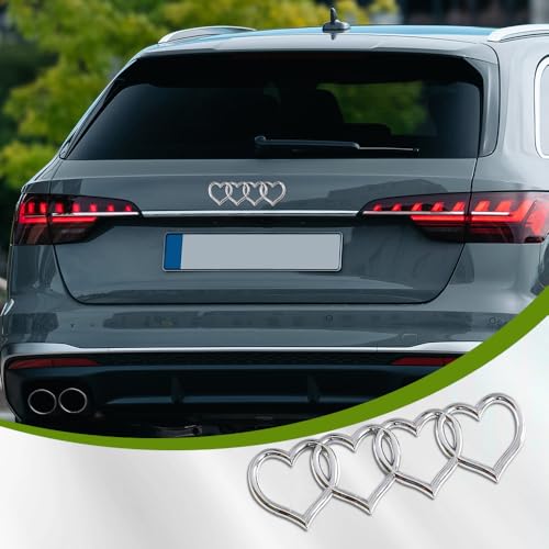 Image of Love Heart Logo Rear Trunk Emblem Badge, 3D Car Exterior Decoration Sticker, Replacement Decal Compatible with Most Cars, Trucks, SUVs
