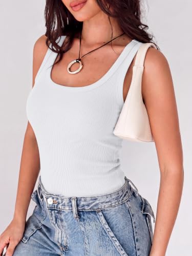 Image of ANRABESS Womens Square Neck Ribbed Tank Tops 2026 Summer Sleeveless Shirts