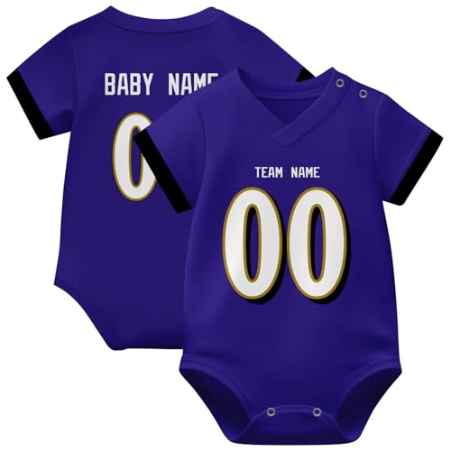Image of KREDE Baby Clothes Unisex Bodysuit Jersey Style Custom Name Number for Baby Boys