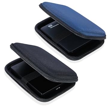 Ginsco Capa rígida de viagem com 2 peças para disco rígido externo Seagate portátil 1/2TB 5TB, para disco rígido ultrafino UnionSine 500GB/1TB, capa universal para WD 1/2TB My Passport/Toshiba Canvio