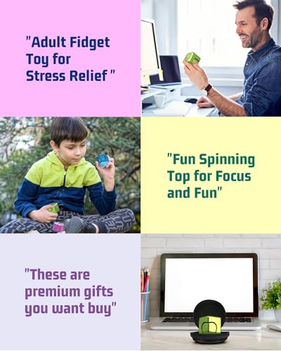 Image of Dilabnba Fidget Spinner Cube Toy for Boys 3-12 Kids Adults, Fidget Block Figner Spinner Focus 2 in 1 Spinning, Mini Easter Basket Stuff Desk Relaxing EDC Toy (Green)