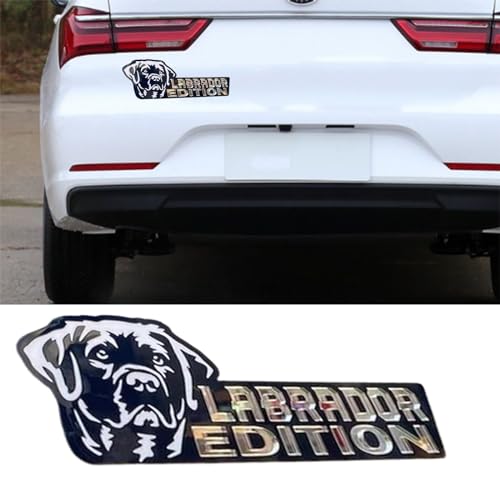 Image of Cute Dog Car Badge Laser Cutting Car Emblem,Funy 3D Acrylic Dogs Badge Rated Car Emblem Automotive Badge Decals and Stickers for Car, Truck, Rv, Boat Exterior Decoration (Black Labrador-A)