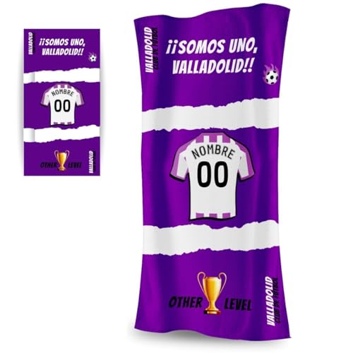 DEREGALOOS Toalla Personalizada con Nombre y Equipo de fútbol. Regalos Personalizados fútbol Valladolid. Regalo Original para Aficionados del Fútbol. Regalo Mundial futbolistas.