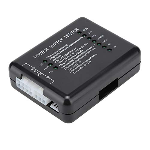 Tester per alimentatore per PC 24Pin, connettori PSU/ATX/SATA/HDD Tester per alimentatore con spia, nero - Alimentatore - Immagine 1
