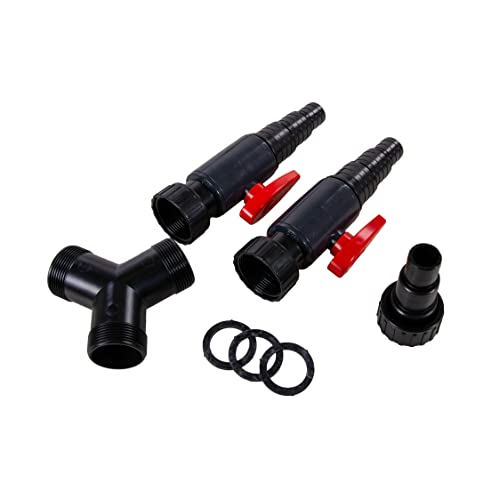 AquaForte 3-Wege-Ventil Y-Wasserteiler Ø25/32/38mm, mit 2 Kugelhähnen, Geeignet für Wasserornamente und Wasserfälle, Einfach Schläuche anschließen, Kein Ärger Mehr, Schwarz