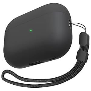 Auyuiiy siliconen hoesje compatibel met Airpods Pro 2e generatie [LED aan de voorkant zichtbaar] [Ondersteunt draadloos opladen] Schokbestendige beschermhoes voor Airpods Pro 2022 oplaadcase (zwart)