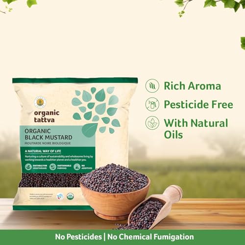 Image of Organic Tattva Black Mustard Seeds 100g | Quality Rai | Naturally Processed Farm-Fresh Whole Seeds | Aromatic Spice for Tempering & Indian Cooking