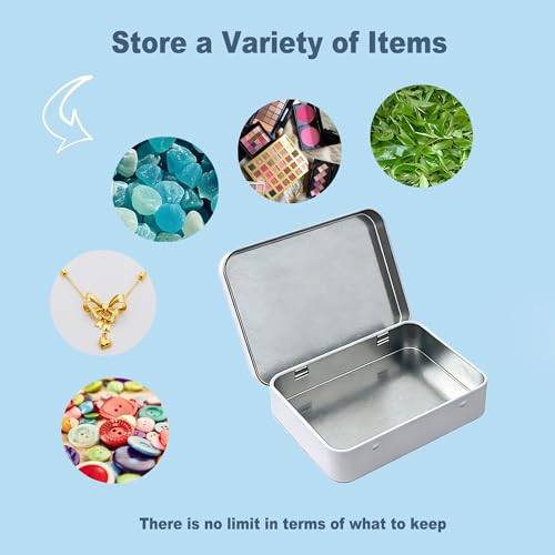 Image of Flip-Top Tin Rectangular Metal Tin Boxes with Hinged Lids, Empty Storage Containers in for Gift Cards, Crafts, Hardware & EDC Survival Kits (White, 2 Pcs 4.5 inch x 3.5 inch x 0.9 inch)