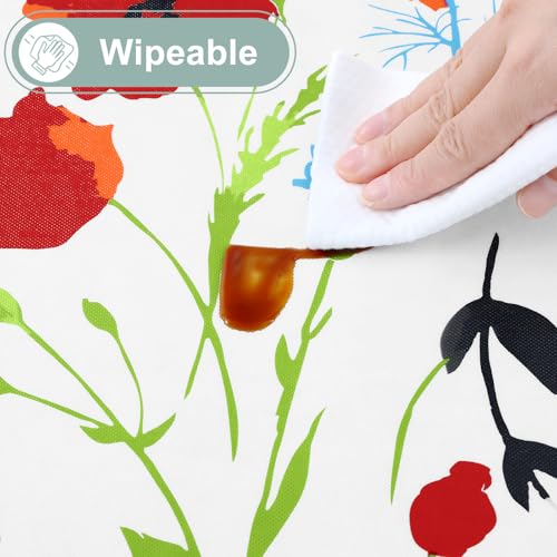 misaya Oval Waterproof Vinyl Table Cloth, Wipeable Tablecloth with Flannel Backing, Plastic Table Cover for Dinner, Picnic, Indoor and Outdoor (Flowers, 60" x 84") by misaya - Image 4