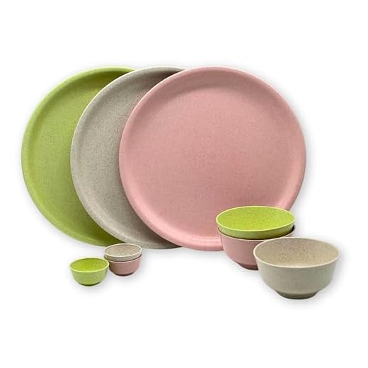Happy Cove Solid Husk Eco Friendly 10 inch Dinner Plates|Rice Husk and Bamboo Fibre|Set of 3 with 3 Bowls (200ml) and 3 Sauce Bowls - Durable, Microwave Safe, Multicolour