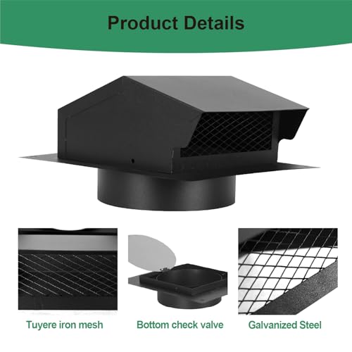 Ltseame 4 IN Ch Roof Vent Cap Removable Roof Vent For Houses,Roof Dryer Vent thumb #1