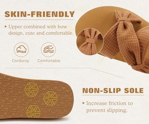 Image of KuaiLu Womens Dressy Bow Sandals Arch Support Yoga Foam Cushion Comfortable Walking Slides Open Toe Summer Beach Indoor Outdoor Slippers