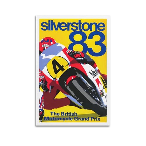 Poster 1983 Silverstone Circuit Moto Race : oubliez les murs vides avec cette toile 50x75