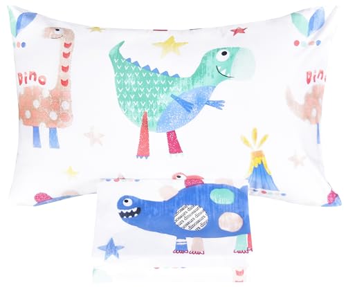 Image of Scientific Sleep Jurassic Big Dinosaur Cute Kids Toddler Boys Girls 100% Cotton 3 Pcs Twin Bed Sheet Set, Flat Sheet & Fitted Sheet & Pillowcase Kids Bedding Set Twin