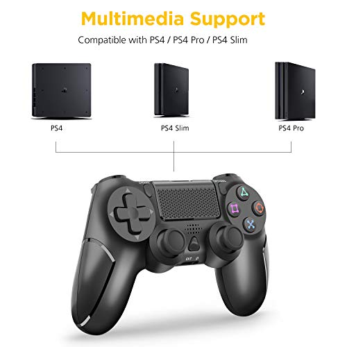 Wireless Controller for PS4, Gamepad Remote Pro Controller for Playstation 4/Pro/Slim with Motion Motors and Audio Function, NOT OEM, Black