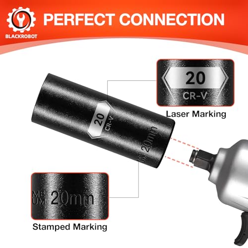 Image of 1 /2 Inch Drive 6-Point Deep Socket, 20mm Deep Impact Socket, CR-V Steel