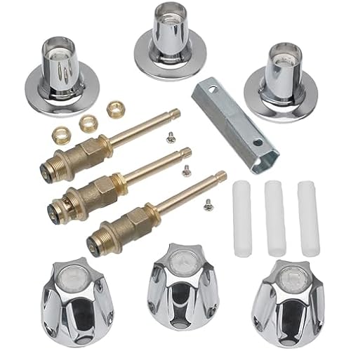 Danco (39619) Bathtub and Shower 3-Handle Remodel/Rebuild Trim Kit for Price Pfister Verve Faucets, Includes 12H-2H, 12H-2C, 12H-18D Stems, Knob Handles in Chrome, Pack of 1
