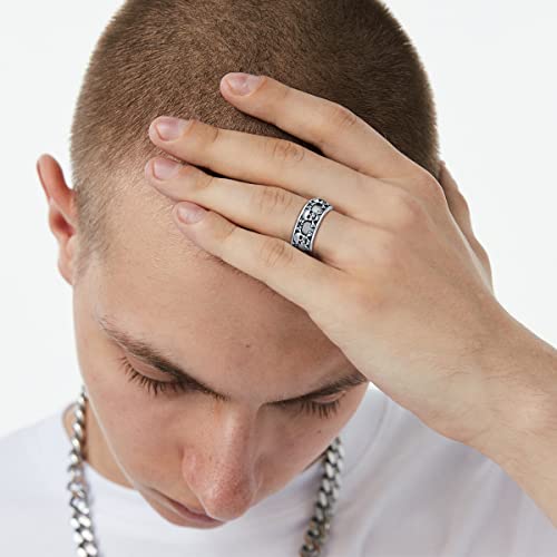Adamzack Men's 925 Sterling Silver Gothic Skull Ring Skeleton Vintage Retro Goth Cool Punk Biker Ring Fashion Jewelry Gift For Men Size 12 #TOP2