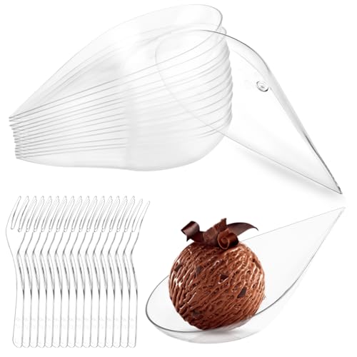 LDXDRU Lot de 200 bols pour finger food, verres à dessert en plastique, bols à dessert, bols d'entrée en forme de goutte, accessoires pour finger food,...