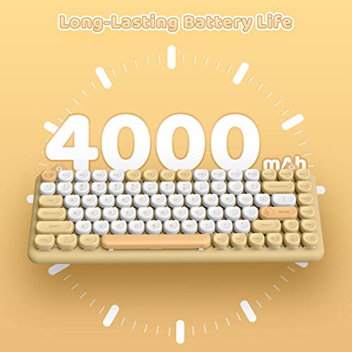 Iqunix M80 Purry Cat Wireless Mechanical Keyboard, Wireless/Wired Usb Rechargeable Bluetooth Keyboard 84 Keys Kailh Blue Switches With White Led Backlit For Windows/Mac/Android/Ios #TOP5