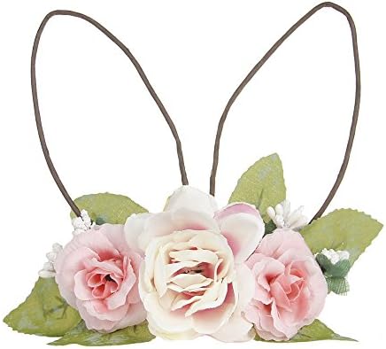 DreamLily Baby Girls Flower Crown Spring Bunny Headband Woodland Floral Head Piece for Toddler BB14 (Pink)