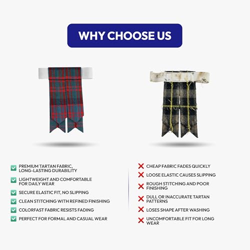 Image of Scottish Tartan Kilt Flashes with Elastic Adjusters