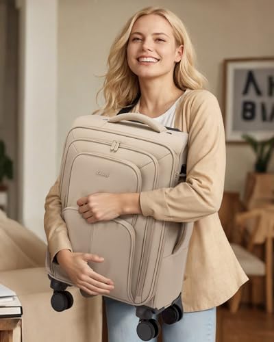 LOVEVOOK Carry On Luggage 22x14x9 Airline Approved, 22 Inch Softside Suitcases with Spinner Wheels, Lightweight Carry-on Suitcase with TSA Lock for Women Men, Large Luggage for Travel Business Trip - Image 10