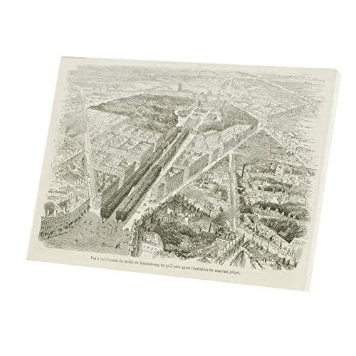 Jardin du Luxembourg Paris vintage dessin ancien imprimé sur toile premium de 58 cm x 40 cm