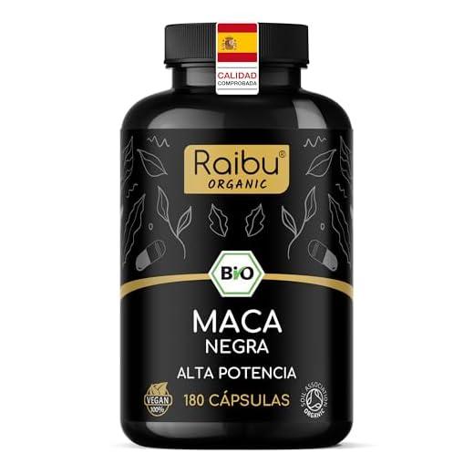 Maca Negra BIO Pura - 12.800 mg de Maca Negra Peruana Original (equivalente a 3.200 mg por dosis diaria) - Energía y Potencia para Hombres - Con Vitamina C Natural - 180 Cápsulas Veganas