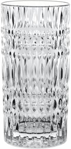 Nachtmann Ethno Long Drink | Set of 4 Clear Crystal Glasses | for Water, Juice, Cocktails and Cold Beverages | 14 Ounce Bar Glasses | Dishwasher Safe | Made in Germany