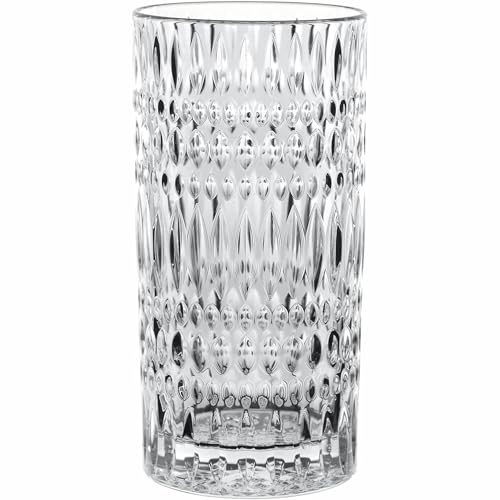 Nachtmann Ethno Long Drink | Set of 4 Clear Crystal Glasses | for Water, Juice, Cocktails and Cold Beverages | 14 Ounce Bar Glasses | Dishwasher Safe | Made in Germany