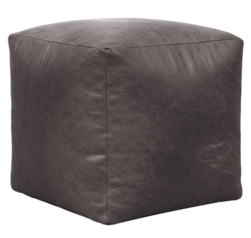 Image of Premium PU Leather Footstool Bean Bag | Stylish Adult Ottoman, Pouffe & Square Cube Foot Rest | Water Resistant, Durable Wipe Clean Beanbags for Living Room Bedroom (Charcoal, Square (40x40x40cm))