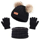 schal handschuhe set ✿Material: aus bequemer Baumwolle und elastischer Acrylfaser. Hautfreundlich, bietet Kindern absoluten Komfort. Wintermütze, Schal und Handschuhe sind elastisch und passen sich dem Körper des Kindes besser an und halten sie warm. Sie verformen oder verblassen nach dem Waschen nicht und haben eine längere Lebensdauer.