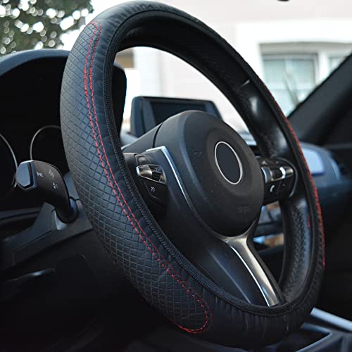 Funda Volante Coche de Cuero de Microfibra (37-38 cm) | Antideslizante con Tacto Agradable | Accesorios Coche Interior | Funda Volante Coche Universal Adaptable para Coche y Furgoneta | Funda Volante Cover