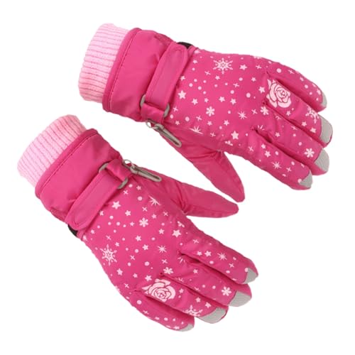 Yechiry de esquí para Niños, de Invierno de Poliéster Resistente Al Viento y Al Agua con Agarre Antideslizante y Tela Transpirable, Ideales para Niñas para Snowboard, Ciclismo, Senderismo (Rojo)